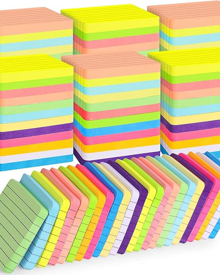 60 Pads Round Corner Lined Sticky Notes 3x3 in Post, 12 Bright Colors Self-Stick Note Pads it, Strong Adhesive Paper Memo Pads, 75 Sheets/Pad, Colored Note Pad Easy to Post for Home, Office, Notebook