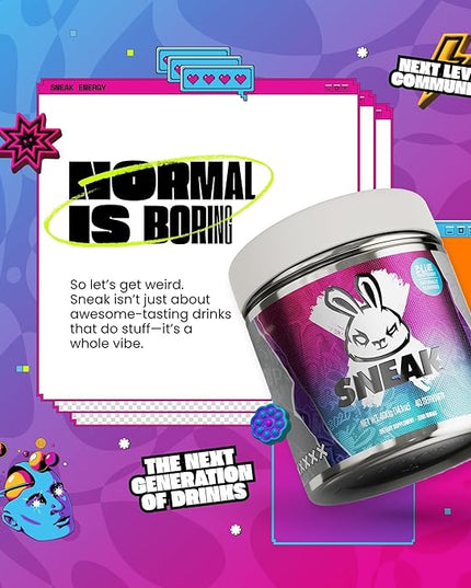 SNEAK Energy Drink Powder | Blue Raspberry | No Sugar. No Nasties. Just Natural Caffeine, Focus-Boosting Nootropics | 40 Servings