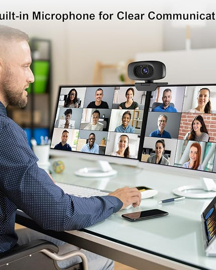 4K Webcam for Streaming Webcam for PC, 1/2.5'' Sensor, Autofocus, 2 Noise Reduction Mics, Built-in Privacy Cover, for PC/Zoom/Skype/Team/Laptop/MacBook/Windows