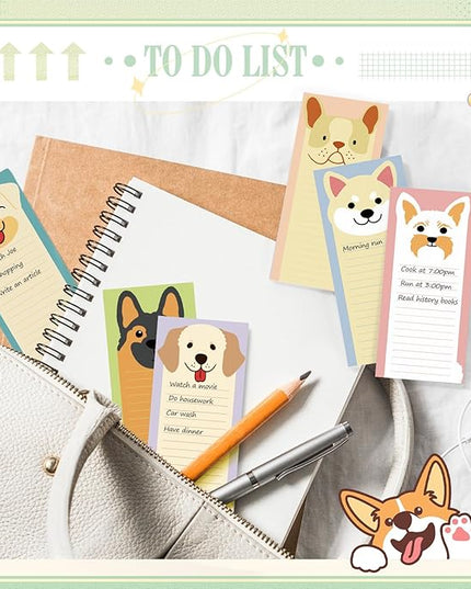 Censen 10 Pack 500 Sheets To Do List Notes Daily Checklist Notepads with 50 Sheets Each Undated Color Memo Pad Block Shopping List Pad Weekly Plan Notepad Organizer Planners(Dog Pattern,Lined)