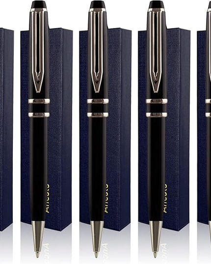 Ancolo Personalized Ballpoint Pens - Executive Writing Pen with 10 Black Ink Refill Engraved with Your Message Name on the Pens Gift Set for Man/Women/Writers/Collection/Journalist