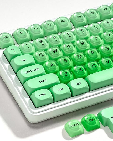 PBT Keycaps, XVX Green Apple Jelly HOA Profile, 132-Key Cute Custom Keycaps (for Mechanical Keyboards with Cherry/Gateron MX Switches)-Apple Green