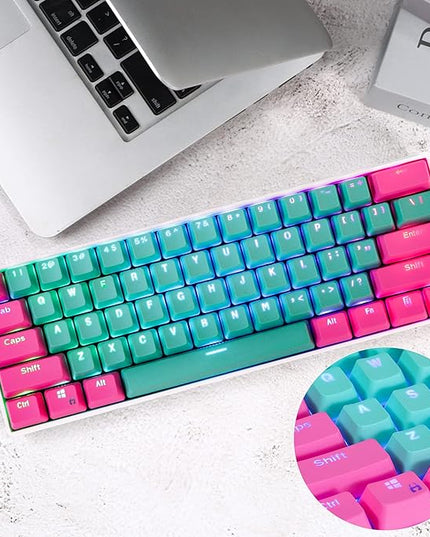 Guffercty kred PBT Keycaps 60 Percent with 6.25U Spacebar OEM Profile for Cherry MX Switch Mechanical Gaming Keyboard (Miami-V2)