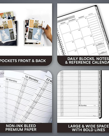 Ensight 2026 Appointment Book and Planner 8.5" x 11" Large Hourly Weekly Daily Schedule Book with Tabs, 15 Minute Time Slots, Black Calendar Organizer Jan 2026–Dec 2026 Appointment Planner - Black