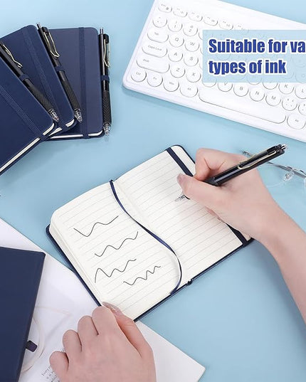 Aodaer 50 Sets Pocket Notebook Journal with Pens, 160 Pages, 3.5 x 5.5 Inch Mini Lined Journal Notebook A6 Leather Hardcover College Ruled Notepad with Pen Holder for School Office Gifts, Navy Blue