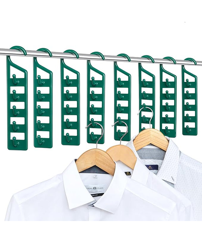 CraftyCrocodile Space Saving Hangers for Clothes - 8 in Pack, Heavy Duty Plastic, Multi Closet Space Savers for Shirts, Pants, Jeans, Sweaters - Hanger Organizer Space Saver