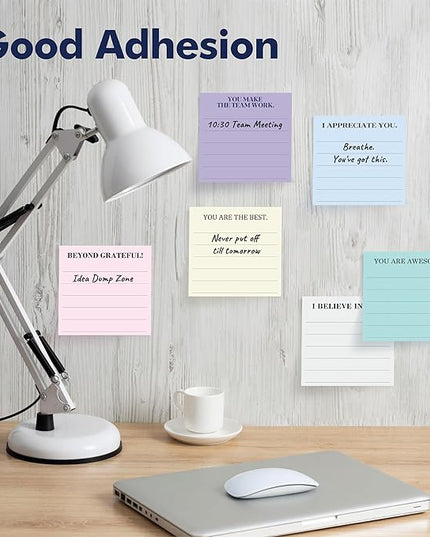 18 PCS Inspirational Sticky Notes with Lines, Adhesive Note Pads Motivational Fun Notepads, Employee Appreciation Gifts Bulk for Teacher, Nurse, Coworkers, Office, Work & Study Supplies (3” x 3“)