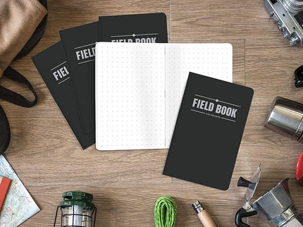 Elan Publishing Company Field Notebook/Pocket Journal - 3.5"x5.5" - Black - Dot Graph Memo Book - Pack of 5
