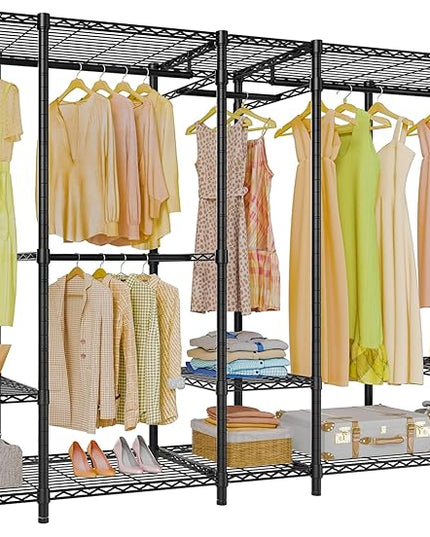 VIPEK V50 Extra Large Portable Closet Rack Bedroom Armoire Freestanding Wardrobe Closet, Heavy Duty Clothes Rack Multi-Functional Metal Clothing Rack for Hanging Clothes, Max Load 1300lbs, Black