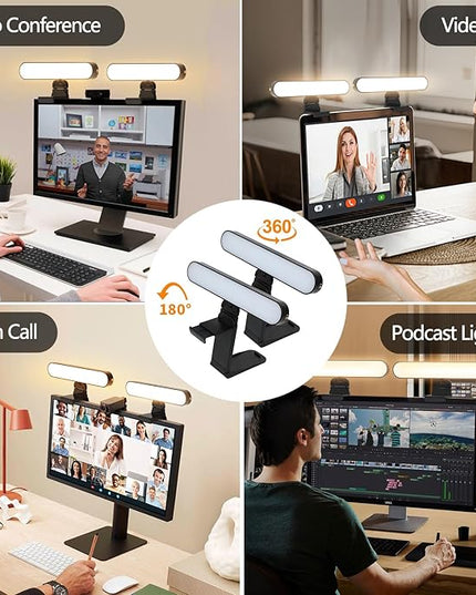 yAyusi Dual-lamp Video Conference Lighting, LED Streaming Light with Remote and Touch Control, Zoom Lighting for Computer,Webcam Laptop Monitor Ring Light for Video Calls/Zoom Meetings/Video Recording