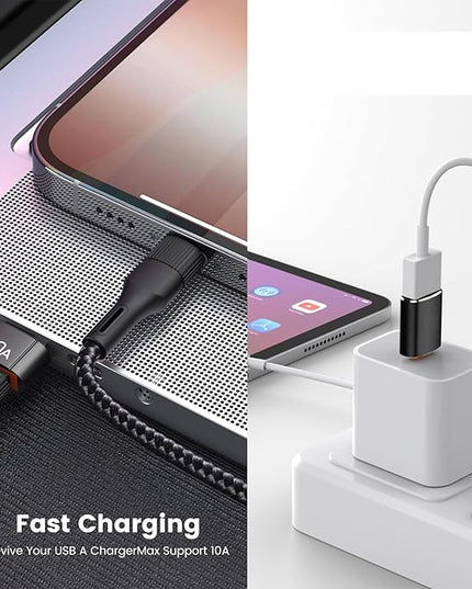 10 Pack 200W USB C to USB Adapter,C Male to USB3.1 Female Charger,Up to 10Gbps Data Transfer,for Apple Watch Ultra iWatch Series 8 7,iPhone 17 16 Plus Pro Max,Google Pixel