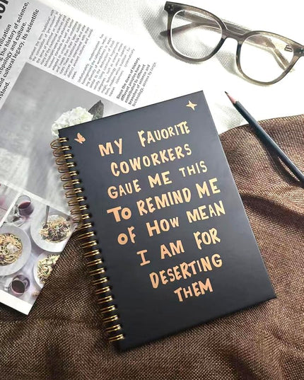 NeatNiche Spiral Notebooks For Work- Hardcover Gold coil-bound Journal Dairy For Women, 5.8"x8.3",Funny Going Away Gifts For Coworkers,Sarcastic Farewell Gifts,Coworker Leaving Gift,New Job Or Birthday Gift (Black Gold)
