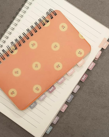 Lumintutu Laminated Planner Monthly Stickers,40 Adhesive Plan Tabs for Notebooks (2 Sets 12 Month Tabs and 24 Blank Tabs), Calendar Monthly Divider Set (Small Purple & Pink)