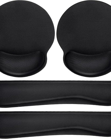 Yunsailing 4 Pcs Ergonomic Mouse Pad and Keyboard with Wrist Support Set Soft Smooth Gel Rest Comfortable Memory Foam for Easy Typing Gaming Computer Laptop Office Home