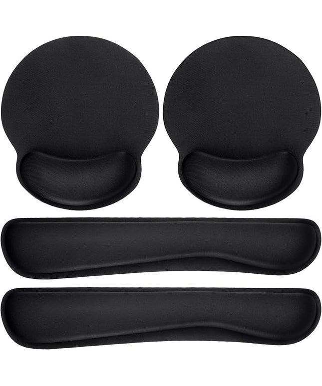 Yunsailing 4 Pcs Ergonomic Mouse Pad and Keyboard with Wrist Support Set Soft Smooth Gel Rest Comfortable Memory Foam for Easy Typing Gaming Computer Laptop Office Home