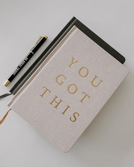 Sweet Water Decor Cute Motivational Lined Composition Notebook for Women, 100 Ruled Pages for Writing, Diary with Fabric Inspirational Cover (You Got This)