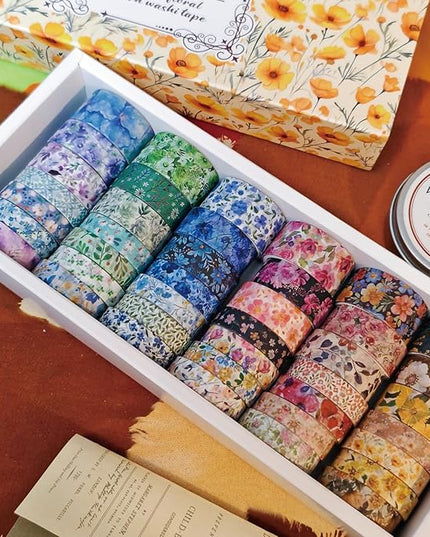 Bomichi Washi Tape, 42 Rolls Aesthetic Colored Decorative Cute Scrapbook Tape for Scrapbooking Supplies Journaling Craft Junk Journal