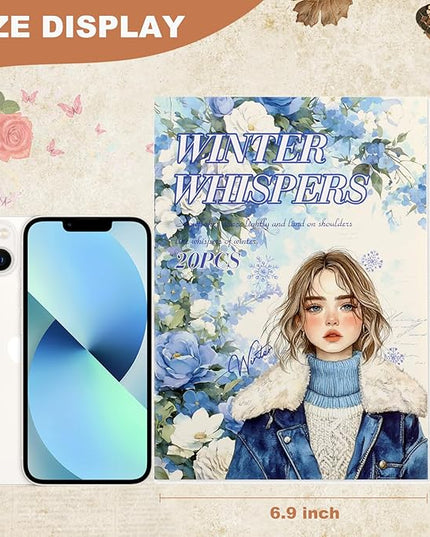Auguro Winter Scrapbook Stickers 20 Sheets 240 Pre-Cut Washi Stickers for Journaling PET Transparent Book Sticker Decorative or DIY Paper Crafts, Arts and Crafting Projects