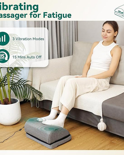 Snailax Heated Foot Rest Under Desk at Work, Ergonomic Footrest with Vibrating Massage and Adjustable Height, Foot Warmer, 3 Vibration Modes & 2 Heating Levels,Memory Foam,Office Home Gaming