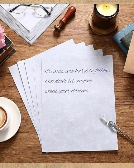Epakh 200 Pcs Old Age Parchment Paper 8.5 x 11 Inch Standard Letter Vintage Colored Old Parchment Semblance Double Side Printing Paper (Light Purple)