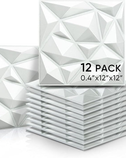 Sonic Acoustics 12 Pack 12 X 12 X 0.4 Inches Acoustic Absorption Panel, 3D Unique Soundproofing Insulation, Used in Home & Offices