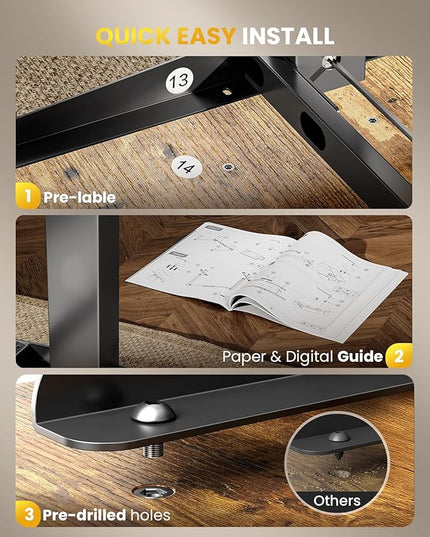 L-Shaped Standing Desk - 55 Inch Adjustable Corner Desk, Electric Sit-Stand Computer Table with Memory Controller for Home Office
