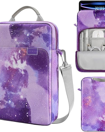 MoKo 12.9 Inch Tablet Sleeve Bag, Fits with 13 Inch New iPad Pro M4 & Air M2 2024, iPad Pro 12.9 M2&M1, Galaxy Tab S8+/S9+ 12.4, Handle Carrying Case with Shoulder Strap, Purple Starry Sky