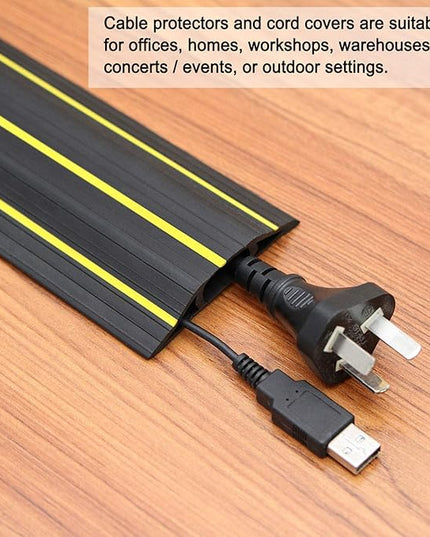 AGPTEK Heavy Duty Floor Cable Cover Cable Protector, 10 Ft Floor Cord Protector 3 Channels Floor Cord Cover (Mid Channel 0.93") Contains Cords, Cables and Wires, Good for Office, Home, or Outdoor