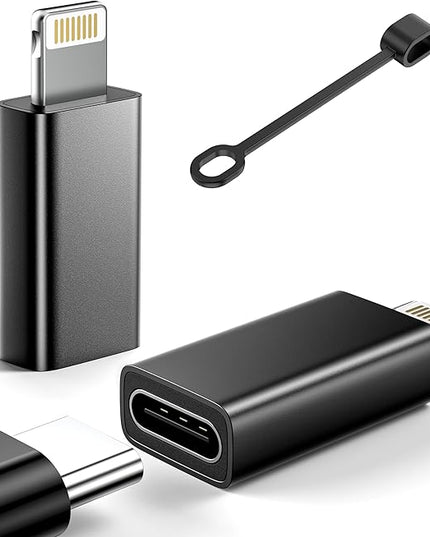 MFi Certified USB C to Lightning Adapter 2-Pack, 27W Fast Charging & Data Sync, Lightning to USB Type C Cable Adapter Compatible with iPhone 14/13/12/Pro/Max, iPad, AirPods, with Anti-Loss Lanyard