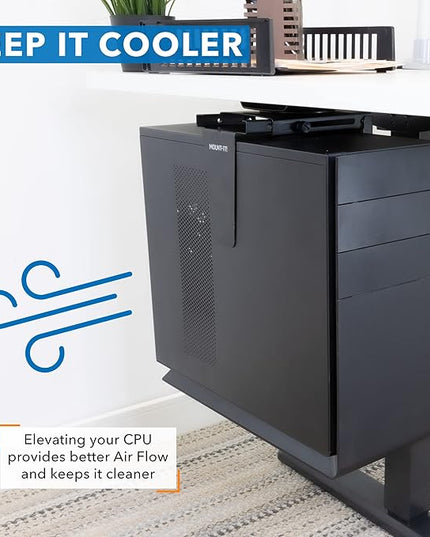Mount-It! CPU Under Desk Mount Bracket - Computer Tower Wall and Under Counter Holder, 360 Degree Swivel Adjustable Height and Width Wall-Mountable