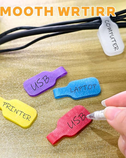 32 Pcs Multi Color Durable Cable Lables with Writable Surface,Waterproof Wire Labels for Electronics Organization,Computer&Industrial Cable Management,1.7" x 0.78"Cord Tags(8 Colors)