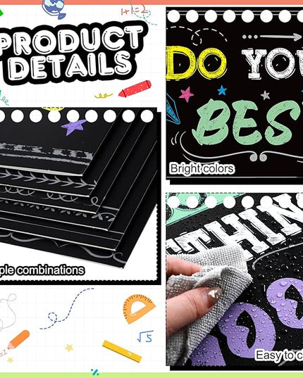 Honoson 24 Pcs Bulk Inspirational Privacy Folders for Students Cardboard Test Privacy Boards Motivational Words Desk Dividers Shield for Classroom School Study Supplies, 6 Styles(Blackboard)