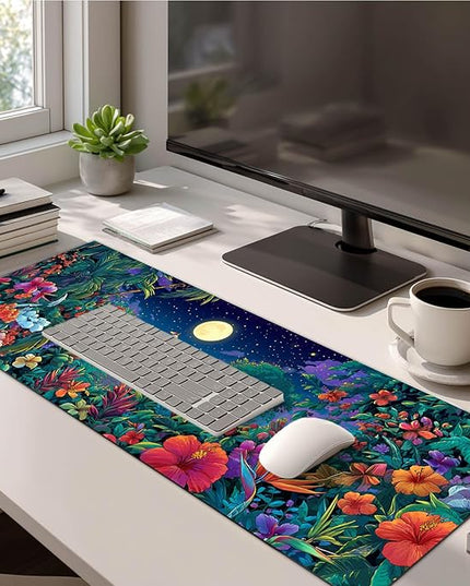 XL Mouse Pad Gaming Mousepad 31.5 x 11.8 Inch Tropical Night Garden Artwork Diatomite Large Keyboard Mat Mouse Pad for Home and Office Desk Accessories