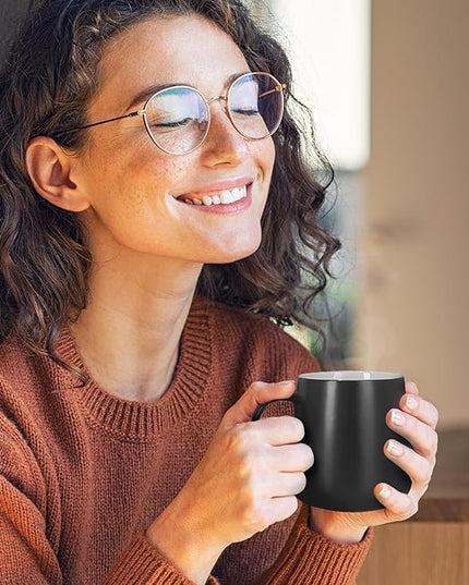 APEKX Warm Cup Coffee Mug Warmer Set - Smart Stable Constant Temperature 131°F, 15W Wireless Charging, 12.8 oz Capacity - Supports USB-C Interface, Automatic Power On/Off Function (4 H). (Black)