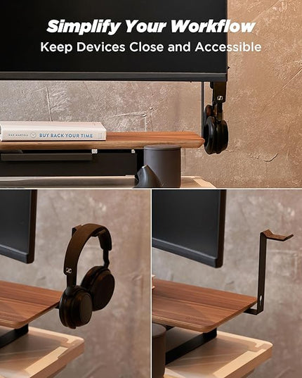 Moodular Add-ons Headphone Stand [Accessory Only - Requires Moodular Wooden Monitor Stand Slide Rails for Use] Black MSA-HS