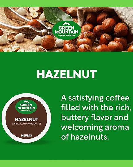 Green Mountain Coffee Roasters Hazelnut, Keurig Single Serve K-Cup Pods, Light Roast Coffee, 60 Count, (6 Packs of 10)