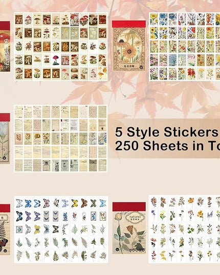 Daoeny 450 Pieces Washi Sticker Set, 9 Set Scrapbooking Diary Planner Album Diary Notebook, Scrapbooking Sticker Journaling Supplies for DIY Arts and Crafts Card Making Laptop Decoration