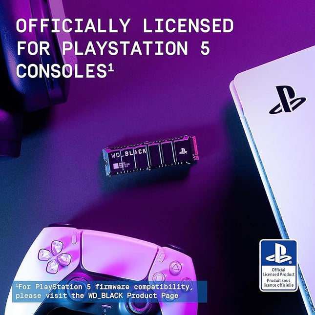 WD_BLACK 2TB SN850P NVMe M.2 SSD Officially Licensed Storage Expansion for PS5 Consoles, up to 7,300MB/s, with heatsink - WDBBYV0020BNC-WRSN