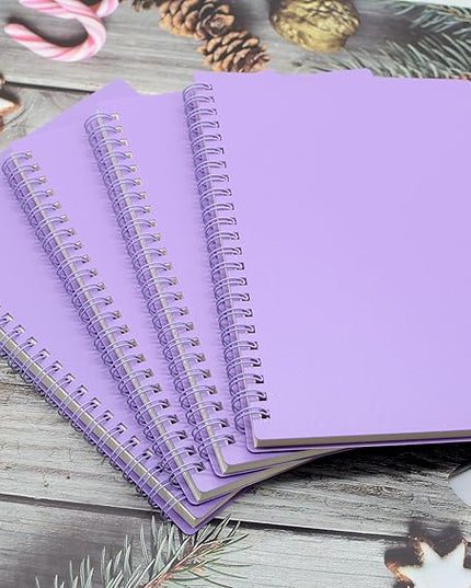 Yansanido Spiral Notebook, 4 Pcs 8.3 Inch x 5.9 Inch A5 Purple Thick Plastic Hardcover 8mm Ruled 80 Sheets -160 Pages Journals for Study and Notes (Purple, A5)