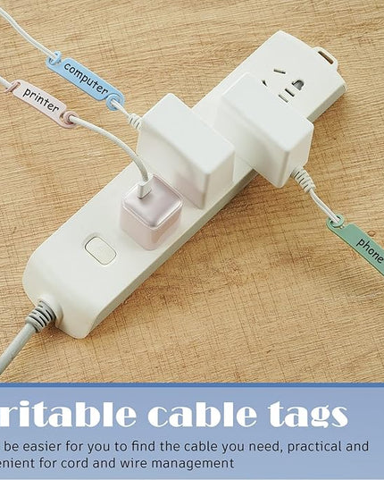 Honoson 50 Pieces Cable Tags Cable Management Labels Multicolor Labels Cord Identification Tags for USB Computer Phone Charger (Subtle Colors)