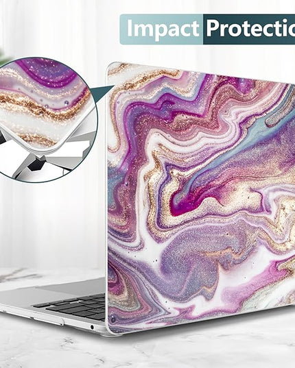 DONGKE Compatible with MacBook Pro 13 inch Case 2024 2023-2020 Release A2338 M2/M1 A2251 A2289 with Retina Display & Touch ID, Plastic Hard Shell & Keyboard Cover & Screen Film - Marbling Art