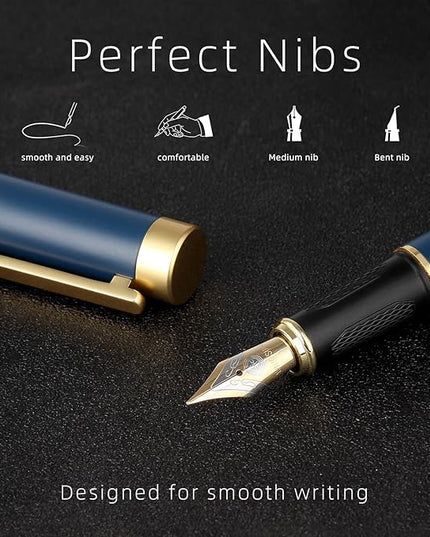 Zalantan Fountain pen, luxury pen, Nice pen gift, pure copper heavy feel Office Executive Pen Smooth Writing Pens for Men Funcy Pens with Gift Case 10 black ink cartridges (Black)