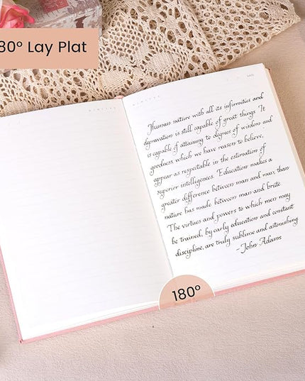 CAGIE Lined Journal Notebook for Women Girls, A5 Hardcover Linen Journals For Writing 256 Pages, Aesthetic Womens Diary, Gifts 8.3'' x 5.7'' Pink