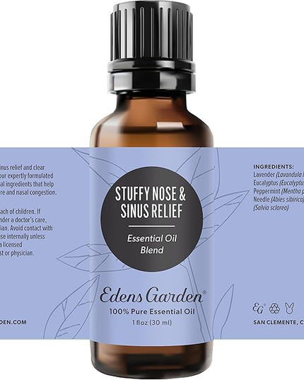 Edens Garden Stuffy Nose & Sinus Relief Essential Oil Blend- 100% Pure Premium Grade, Undiluted, Natural, Therapeutic, Aromatherapy, The Best for Skin, Face, Humidifiers 30 ml (1 fl oz)