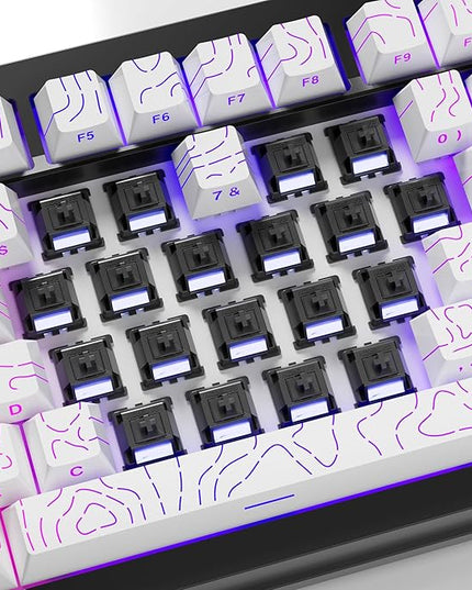 kutethy Gateron Ghost Keyboard Switches for MX Mechanical Keyboard, 5 Pin 48gf Linear Pre-lubed Switches RGB LED 22mm Dual-Stage Spring Full POM(36pcs)