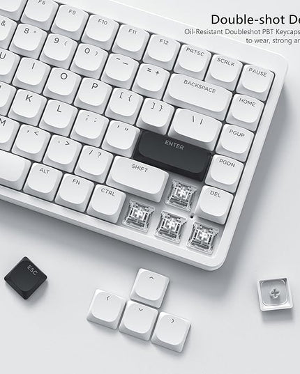 Womier Keycaps, Low Profile Keycaps, Shine Through Custom PBT Keyboard Key caps for 60% 65% 75% 80% 100% Cherry Gateron MX Switches Mechanical Keyboard,White Backlight