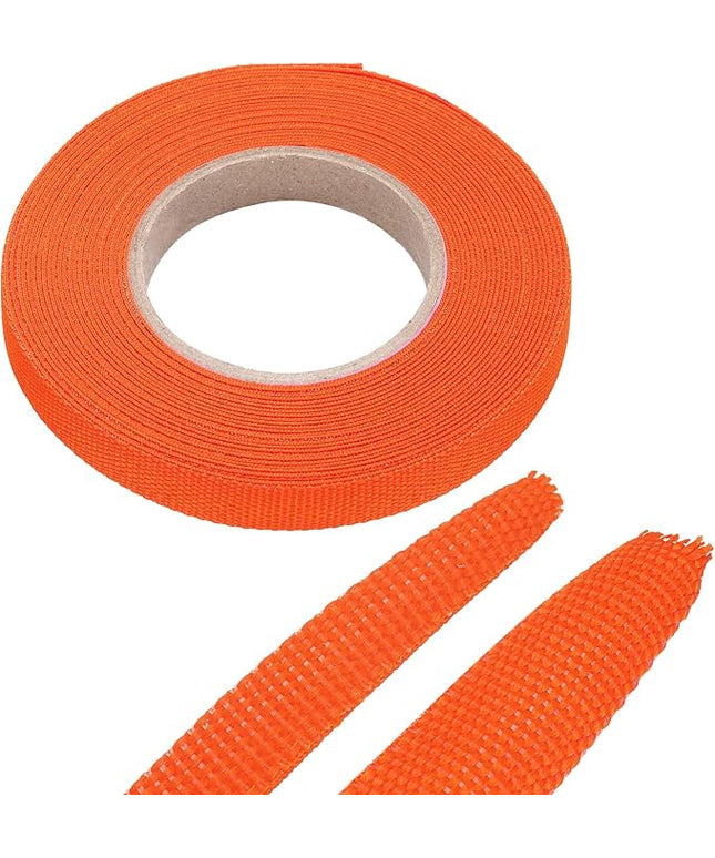 MECCANIXITY Braided Cable Sleeves Heat Shrinkable Fabric Sleeving, 5/16" 26ft Orange 2:1 Ratio Heat Shrinkable Cord Protector for Harness Cable, Network Cable Protection, Cable Management