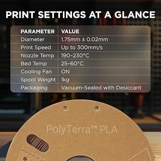 Polymaker Matte PLA Filament Earth Brown 1.75mm 1kg 3D Printing Filament, PolyTerra 3D Printer PLA Filament