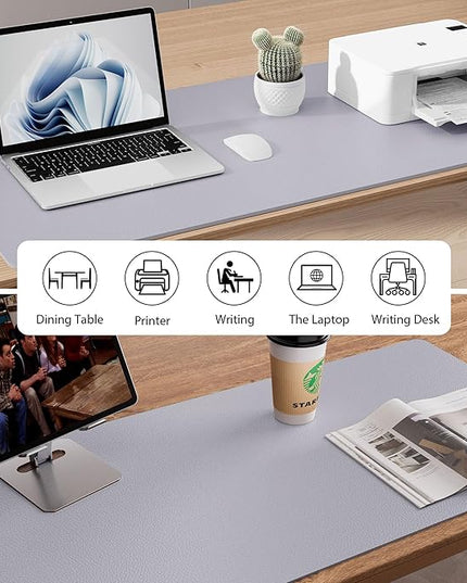 Aothia Large PU Leather Desk Pad Protector - Non-Slip Mouse Pad & Writing Mat for Office/Home, Waterproof, Easy to Clean (36" x 17", Smoky Lavender)