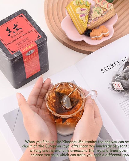 Xiangsou Moistening Tea,Lapsang Souchong Tea,Chinese Classical Smoked Black Tea with 30 Tea Bags,Strong Flower Fragrance With a Smoky Taste